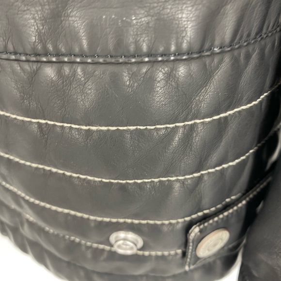 Free People Ryder Black Moto Jacket with Cream Stripe SZ L NEW - Picture 13 of 14